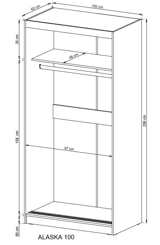SLIDING DOOR WARDROBE ALASKA 100CM SONOMA