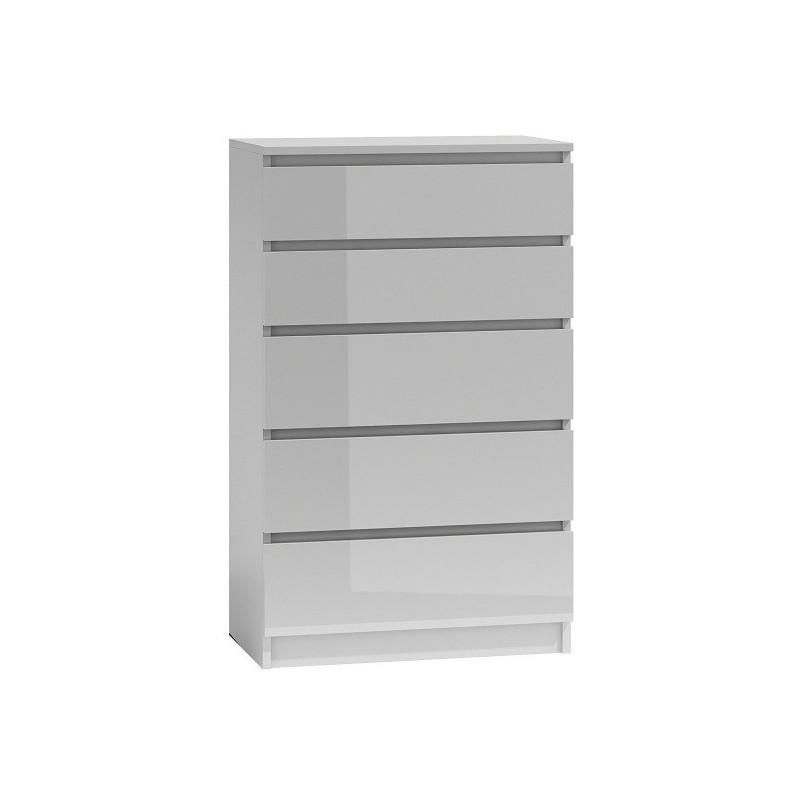 CHEST OF 5 DRAWS WHITE/WHITE GLOSS 70CM