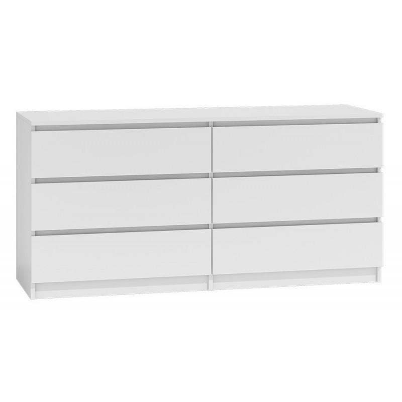 CHEST OF 6 DRAWS WHITE 120CM OR140CM