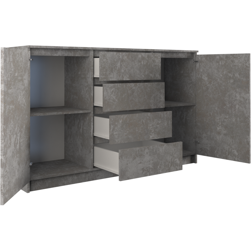 SIDEBOARD 2+4 140CM GREY CONCRETE