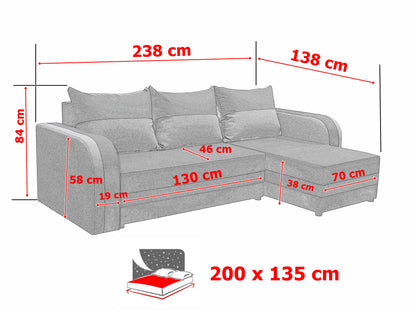 CORNER SOFA BED FLORIDA GREY / BLACK SAWANA 21+14