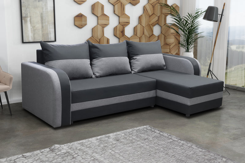 CORNER SOFA BED FLORIDA BLACK / L.GREY SAWANA 14+21