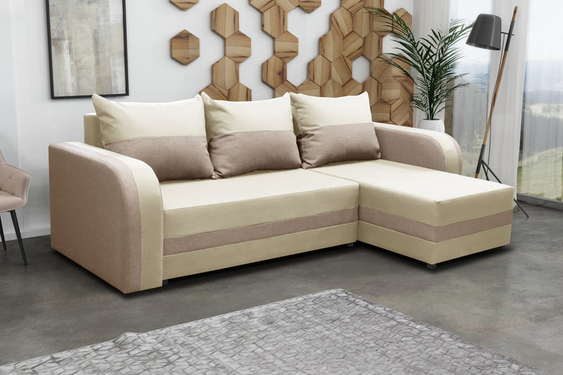 CORNER SOFA BED FLORIDA ECRU / BEIGE SAWANA 01+17