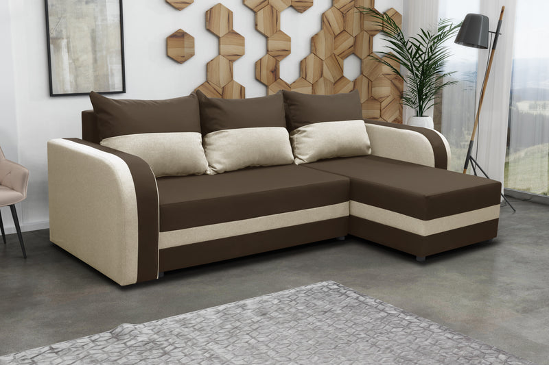 CORNER SOFA BED FLORIDA BROWN / ECRU SAWANA 16+01