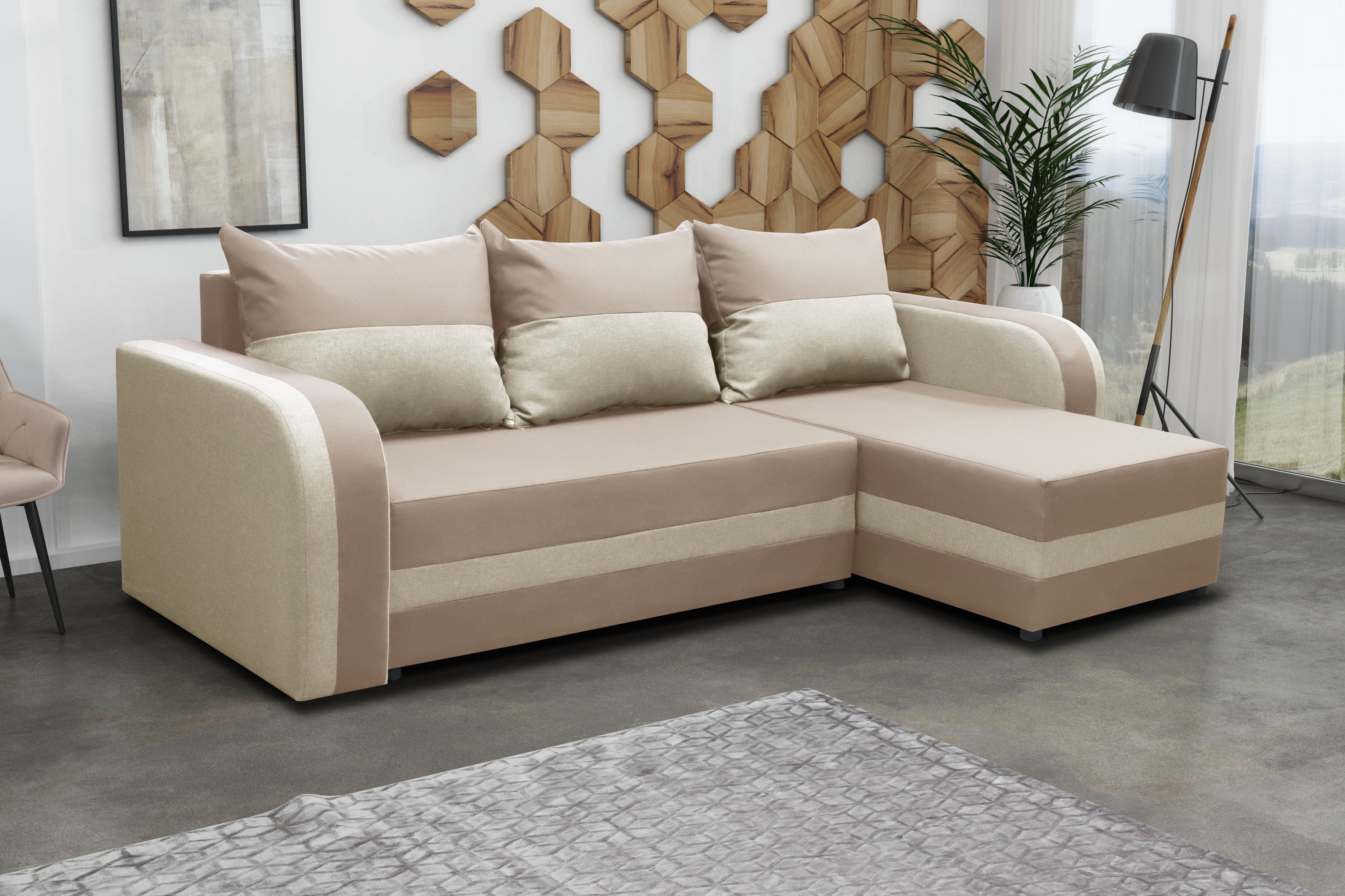 CORNER SOFA BED FLORIDA BEIGE / ECRU SAWANA 17+01
