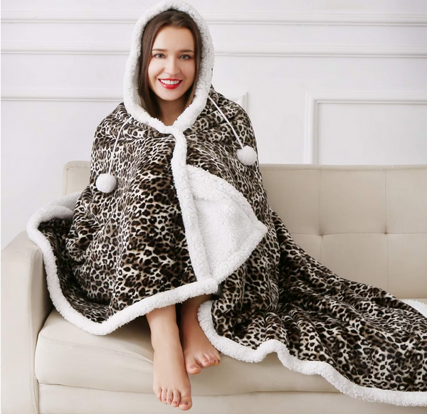 Super Soft Warm Sherpa Fleece Wearable Hoodie Blankets Throws Animal S
