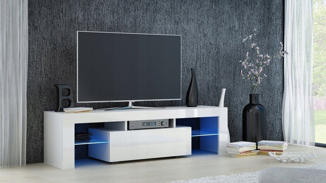 TV STAND DACO 140CM WHITE / WHITE GLOSS - eurohomeware