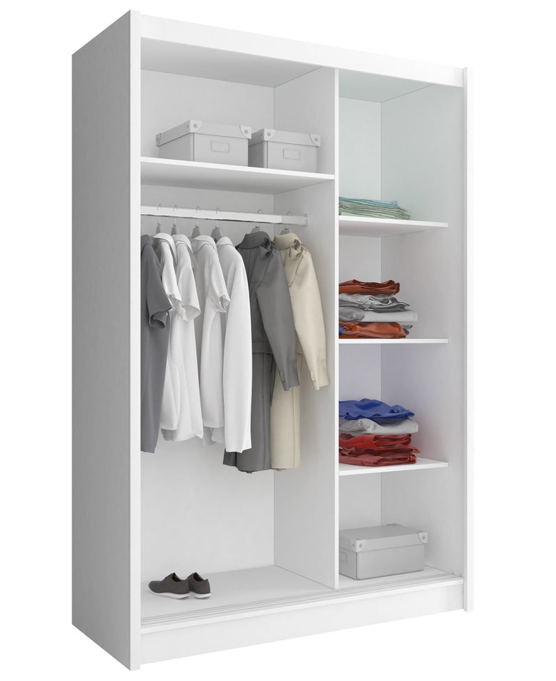 SLIDING DOOR WARDROBE MAJA I MIRROR 130CM WHITE