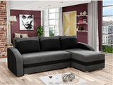 CORNER SOFA BED VELVET GREY / BLACK 236cm - eurohomeware