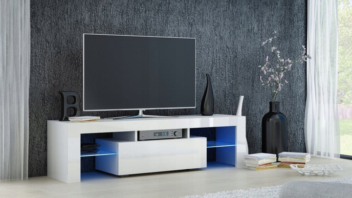 TV STAND DACO 140CM WHITE / WHITE GLOSS - eurohomeware