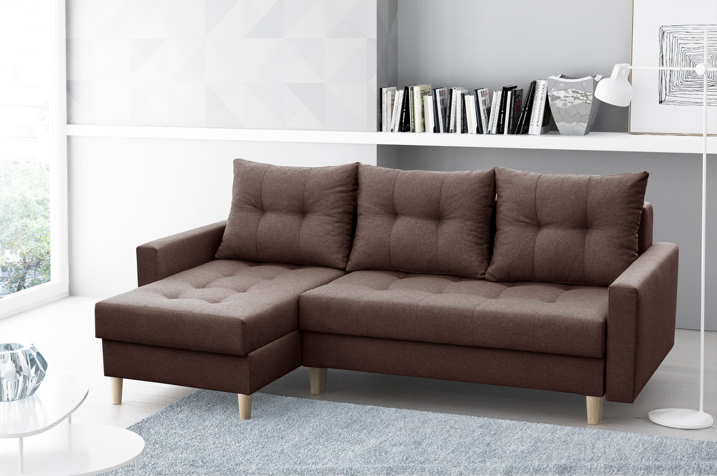 CORNER SOFA BED BRIAN BROWN (NO28) 222x140cm universal - eurohomeware