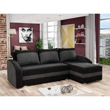 CORNER SOFA BED VELVET BLACK / GREY 236cm - eurohomeware