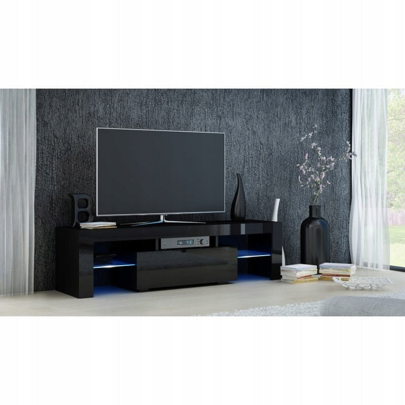 TV STAND DACO 140CM BLACK / BLACK GLOSS - eurohomeware