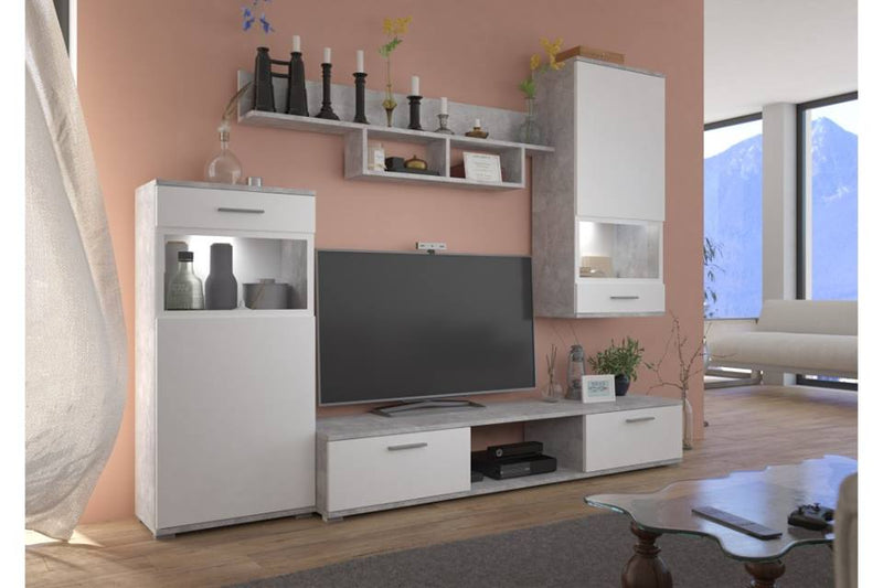 TV WALL UNIT MAXI White Concrete grey