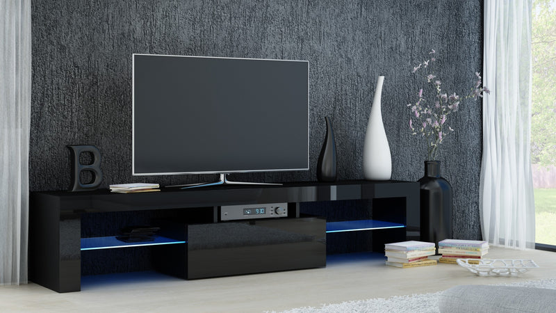 TV STAND DACO 160CM BLACK / BLACK GLOSS - eurohomeware