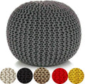 Large 100% Cotton Knitted Round Pouffe Bean Filled Foot Stool Ottoman