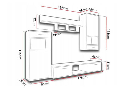 TV WALL UNIT MAXI White Concrete grey