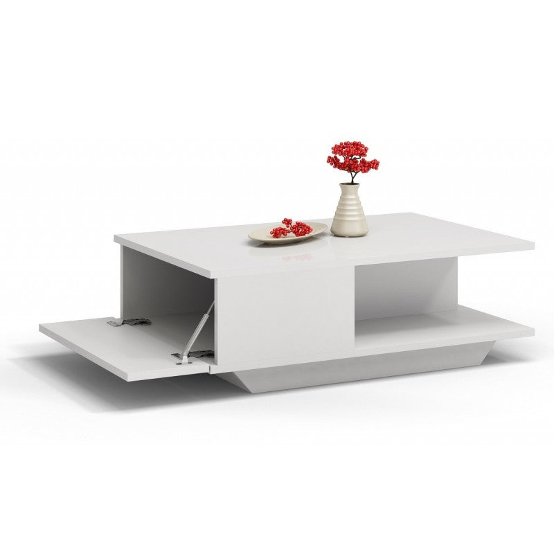 COFFEE TABLE DENVER WHITE MATT TOP AND DRAW FRONT 60x90cm