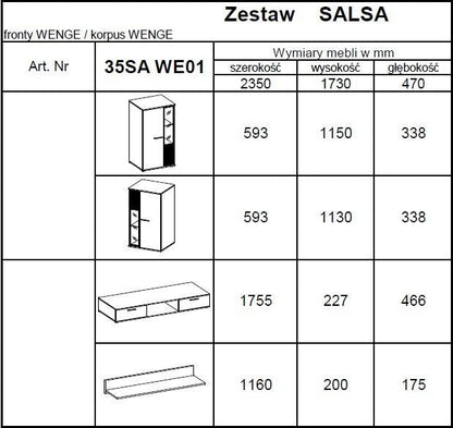 TV WALL UNIT SALSA WHITE/WHITE SLAT FRONTS