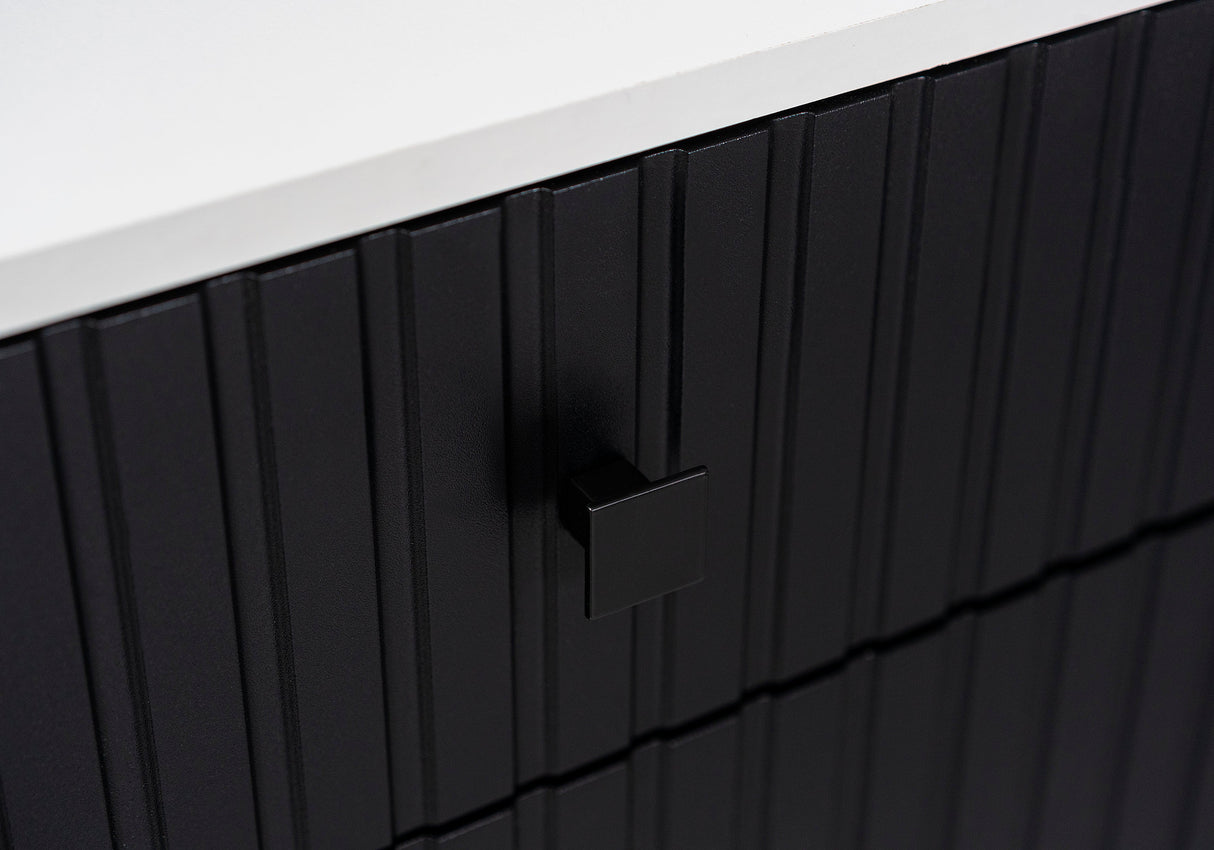 TV WALL UNIT SALSA MATERA/BLACK SLAT FRONTS