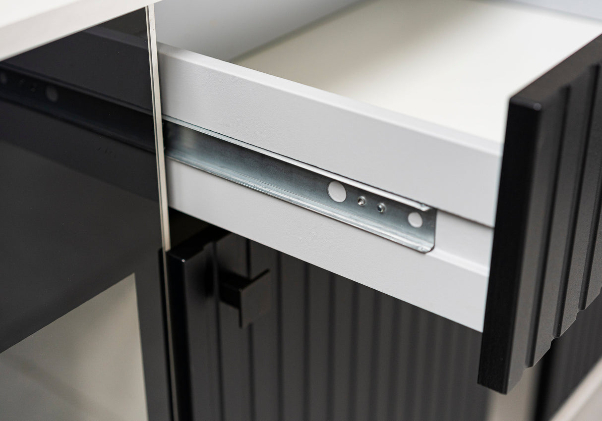 TV WALL UNIT SALSA MATERA/BLACK SLAT FRONTS