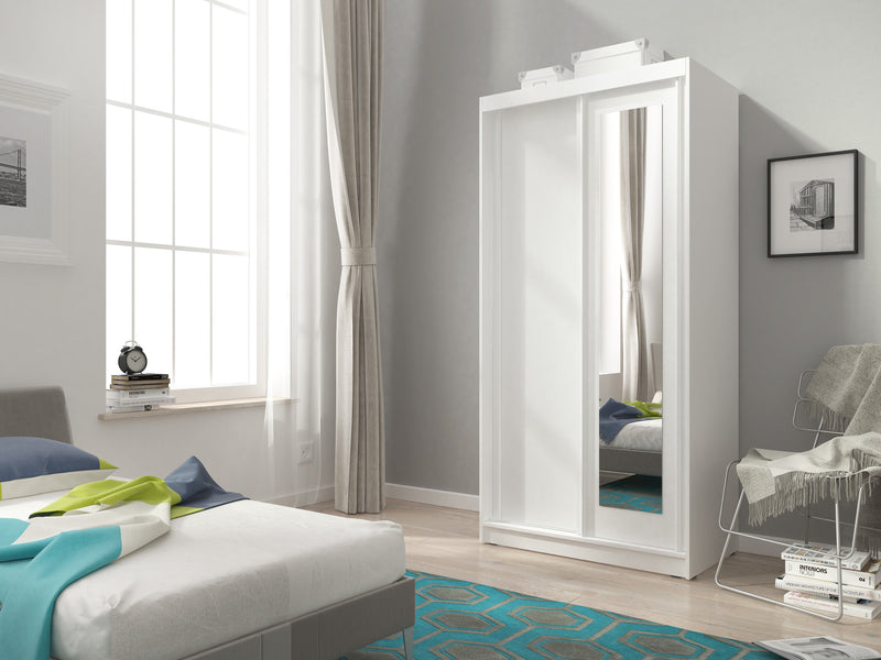 SLIDING DOOR WARDROBE ALASKA 100CM WHITE