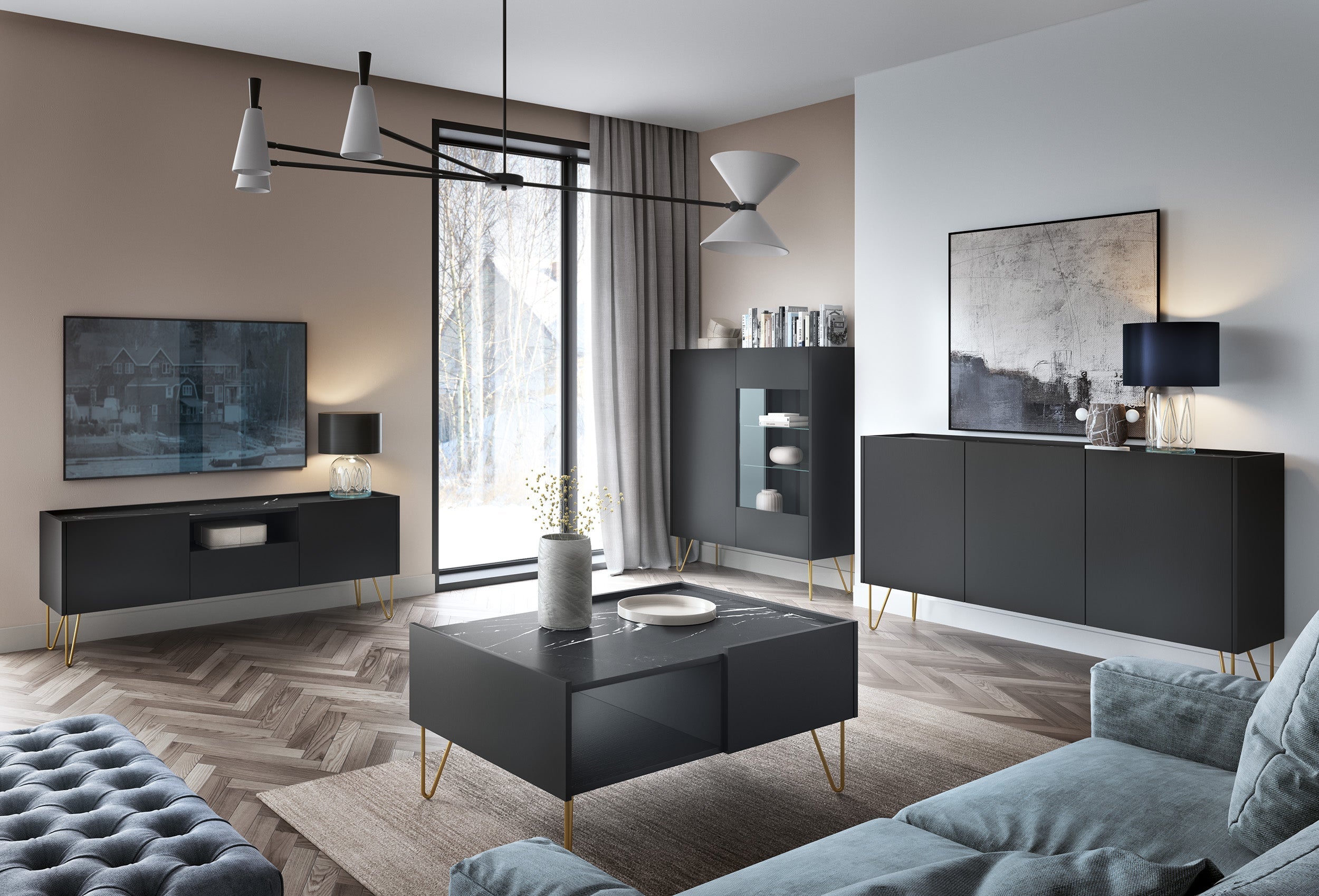 Coffee Table HARMONY 05 black / black marble