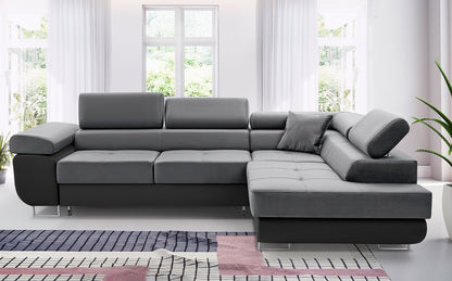 CORNER SOFA BED ASHLEY II Monolith 97-white faux leather273cm