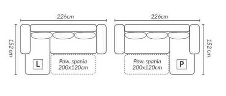 CORNER SOFA BED PRADA 226CM - eurohomeware