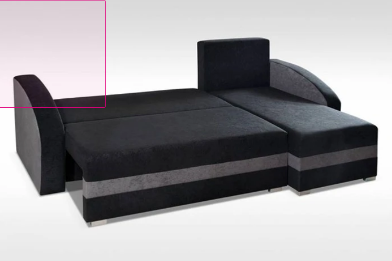 CORNER SOFA BED VELVET GREY / BLACK 236cm - eurohomeware