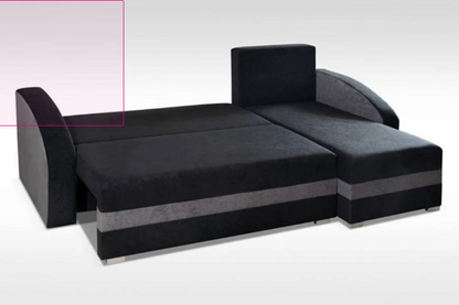 CORNER SOFA BED VELVET GREY / BLACK 236cm - eurohomeware