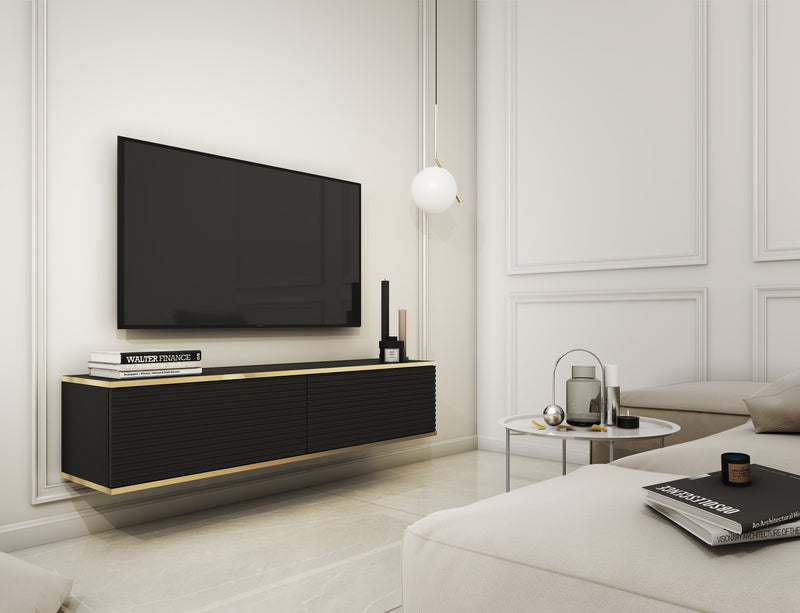 Floating TV Stand ORO 135 SLATS black