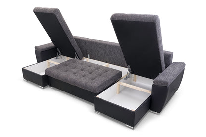 CORNER SOFA BED FENIX U GREY/BLACK