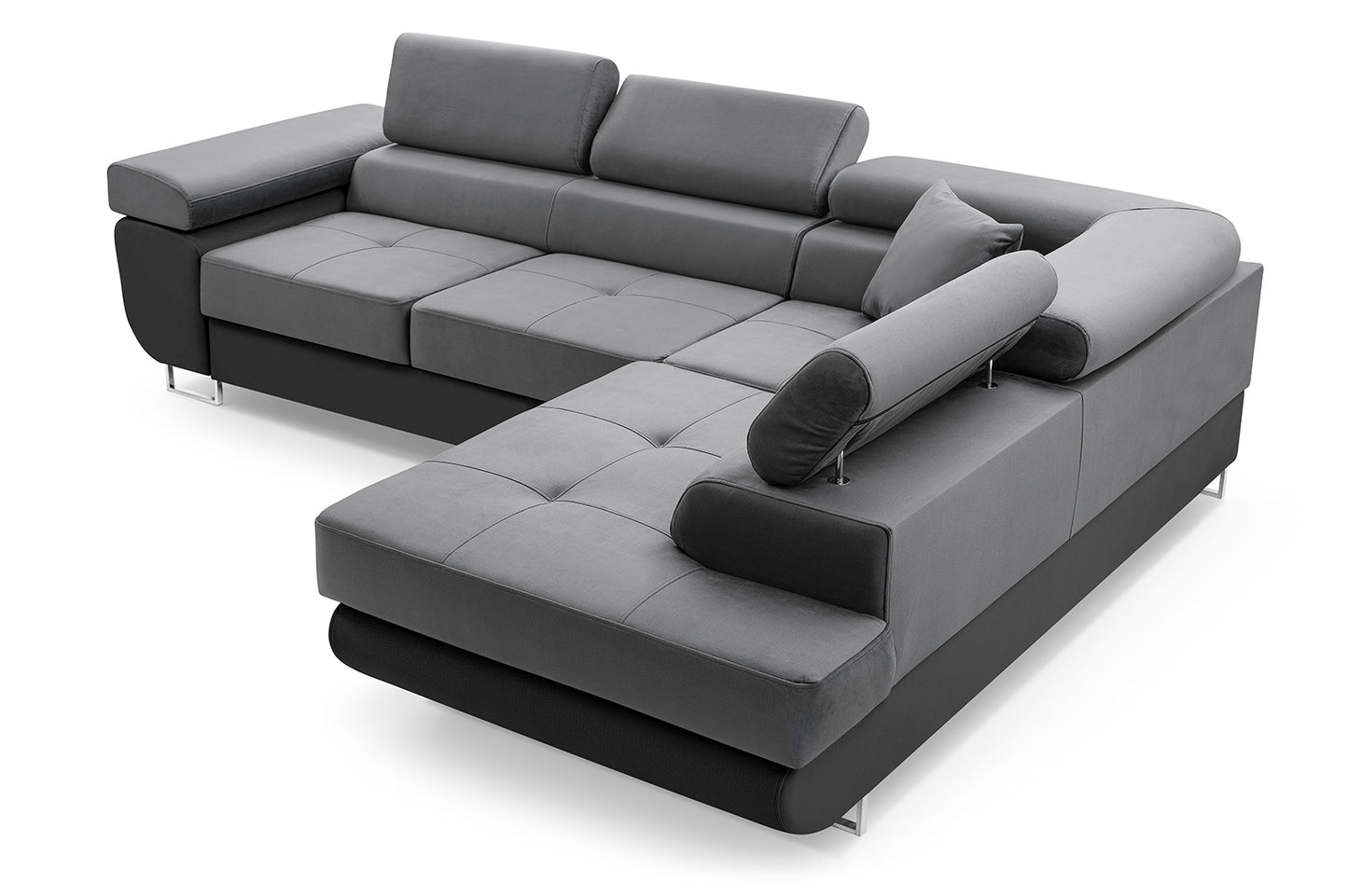 CORNER SOFA BED ASHLEY II Monolith 97-white faux leather273cm