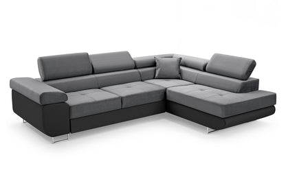 CORNER SOFA BED ASHLEY II Monolith 97-white faux leather273cm