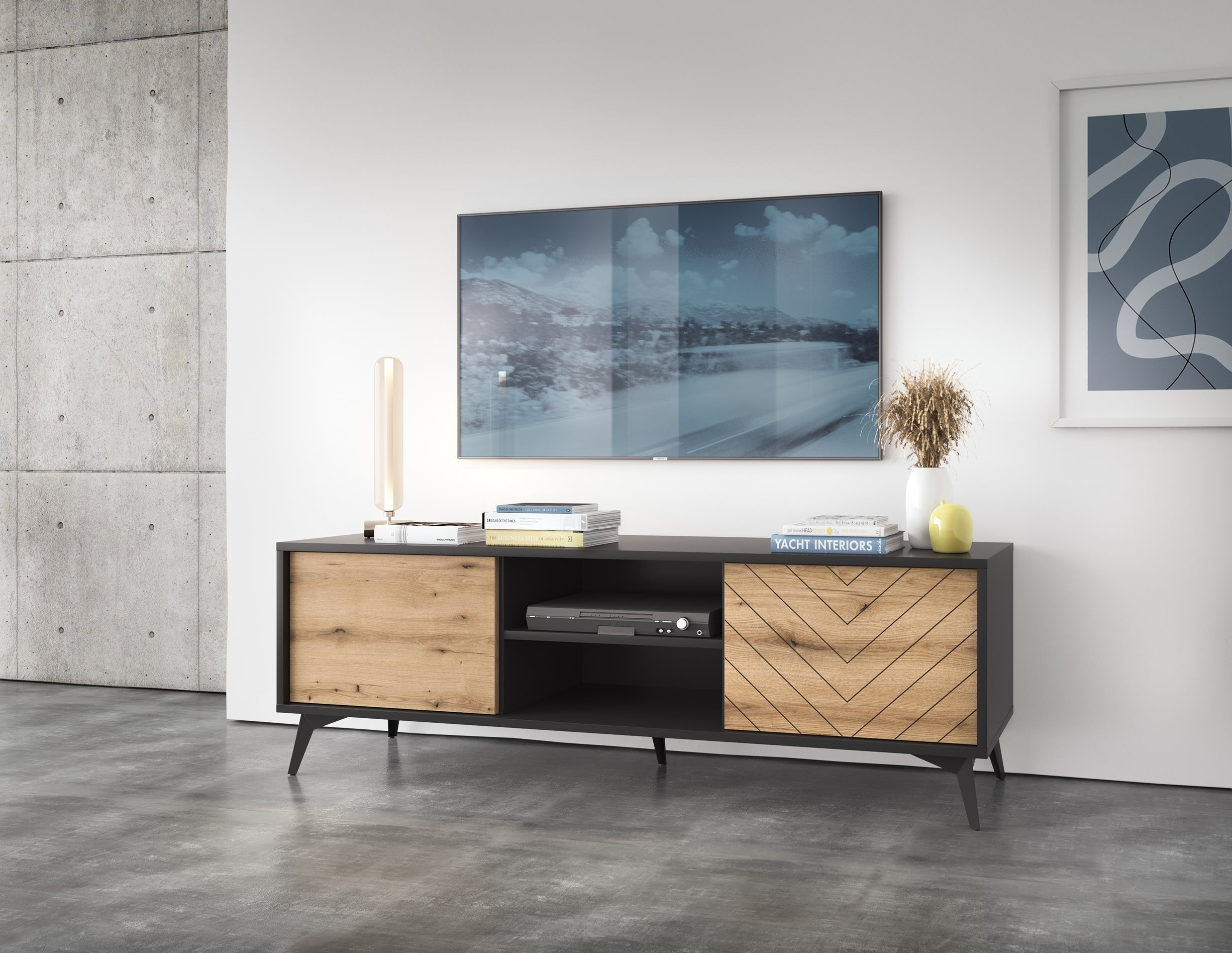 TV Stand DIAMOND 01 black / evoke oak