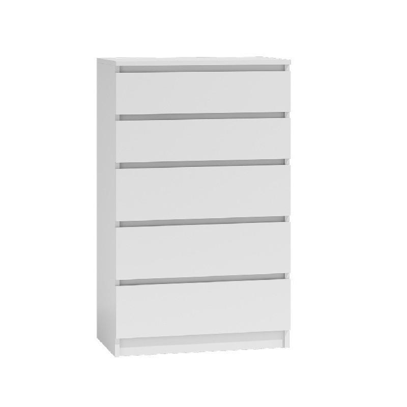 CHEST OF 5 DRAWS WHITE 70CM