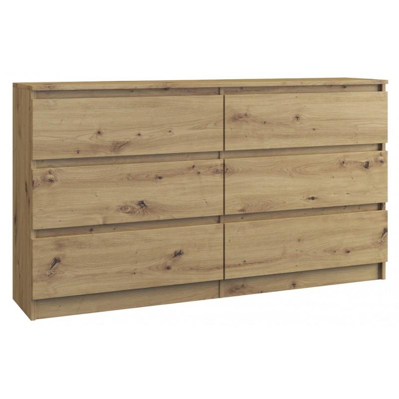 CHEST OF 6 DRAWS ARTISAN OAK 120CM OR140CM