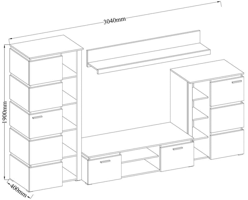 TV WALL UNIT FAROS ARTISAN OAK/MATERA