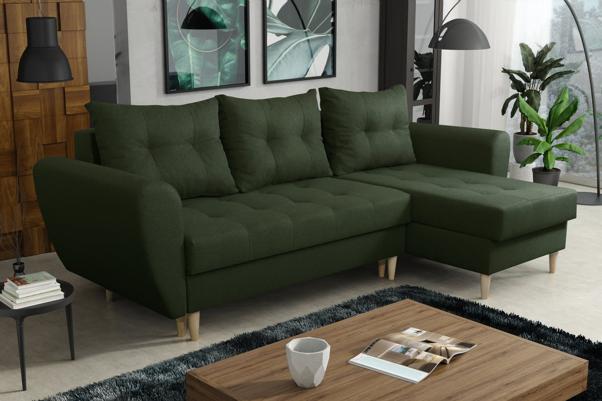 CORNER SOFA BED PALMO GREEN 240cm universal WHOLESALE
