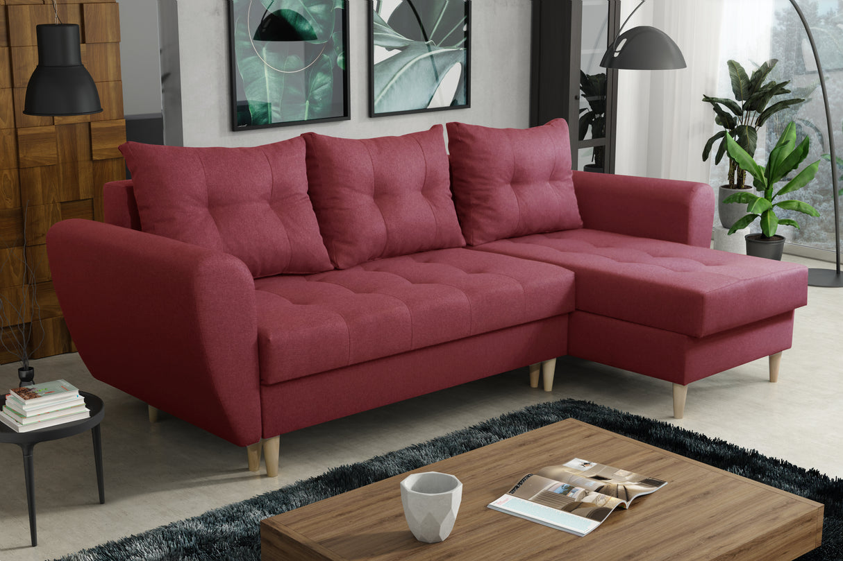 CORNER SOFA BED PALMO RED 240cm universal WHOLESALE