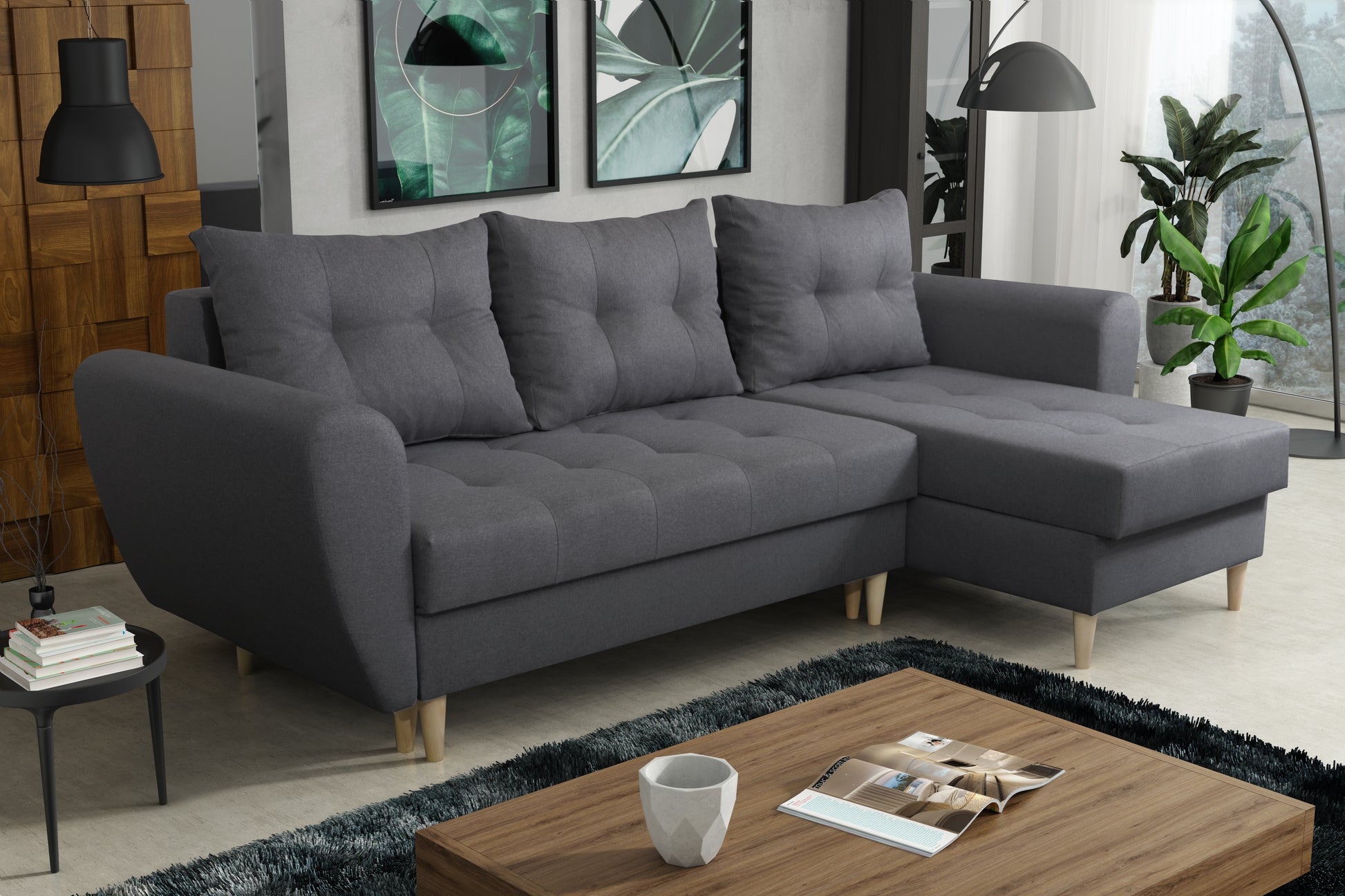 CORNER SOFA BED PALMO DARK GREY 240cm universal - eurohomeware