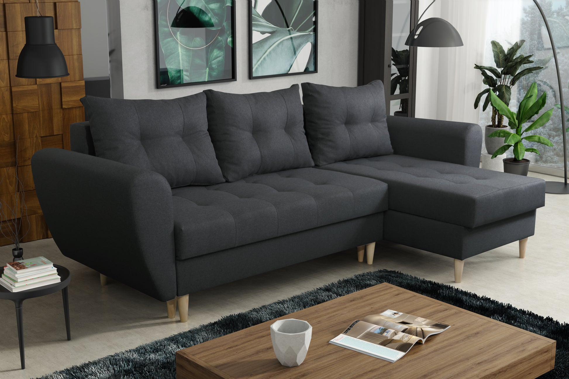 CORNER SOFA BED PALMO GRAPHITE 240cm universal - eurohomeware