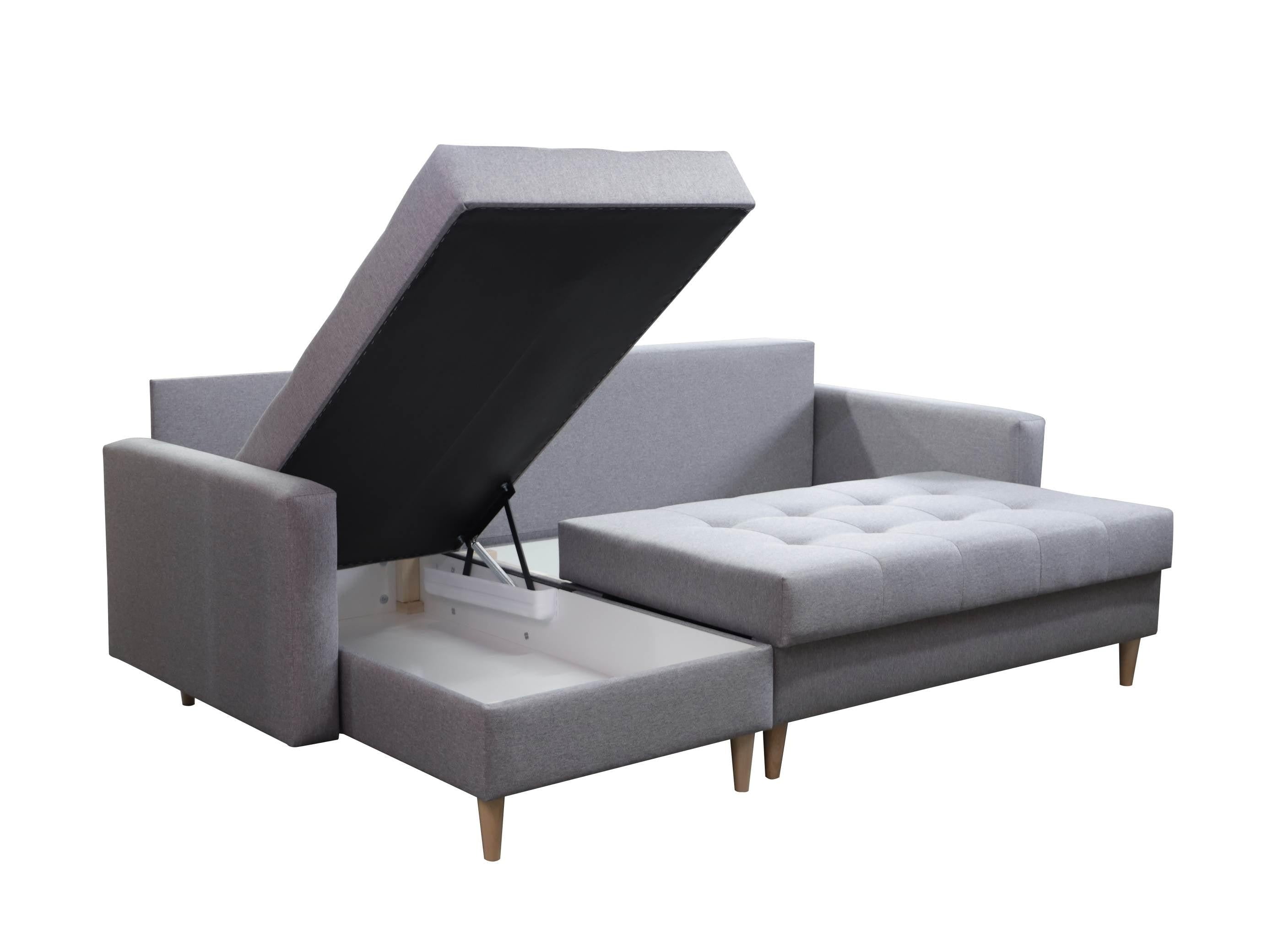 CORNER SOFA BED BRIAN 222CM + STORAGE PUFF / OTTOMAN MALMO 90