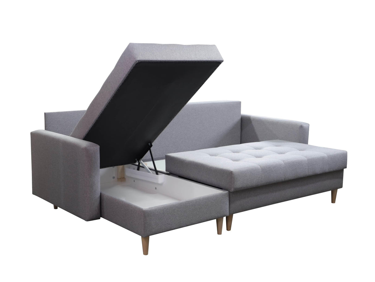CORNER SOFA BED BRIAN 222CM + STORAGE PUFF / OTTOMAN MALMO 90