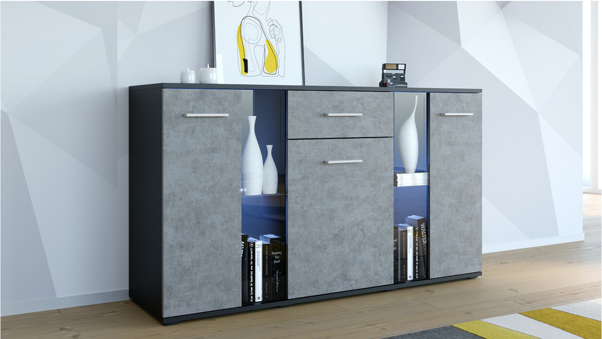 SIDEBOARD SAMBA BLACK/GREY 140CM - eurohomeware