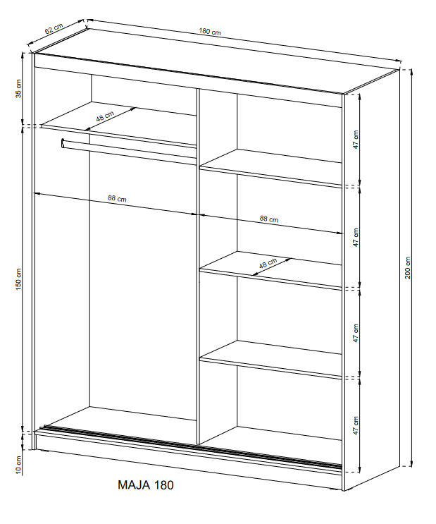 SLIDING DOOR WARDROBE MAJA IX 180CM WHITE