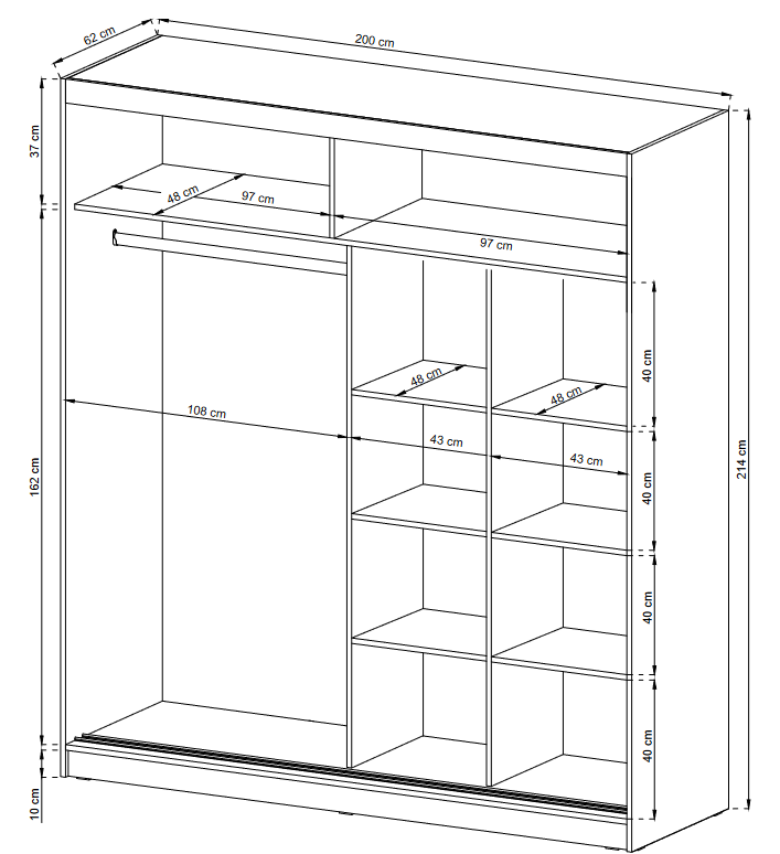 SLIDING DOOR WARDROBE MAJA III 200CM WHITE