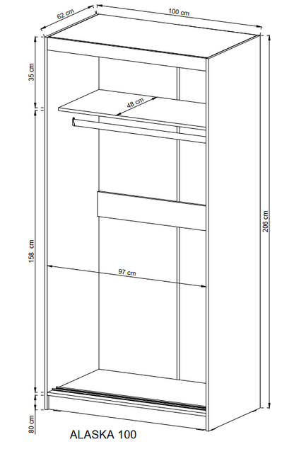 SLIDING DOOR WARDROBE ALASKA 100CM SONOMA