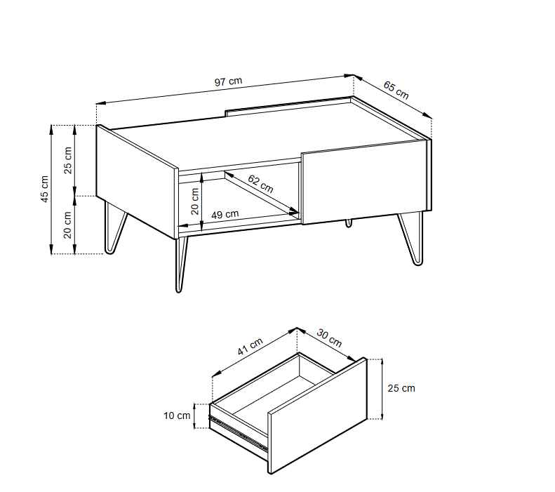 Coffee Table HARMONY 05 black / black marble